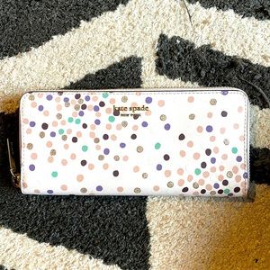 Kate Spade confetti dot slim zip around wallet